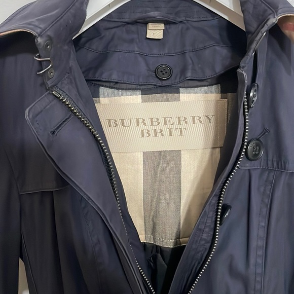 Burberry Brit Navy Blue Reymore Trench Coat - Removable Hood/Lining - Size Small - Picture 4 of 13